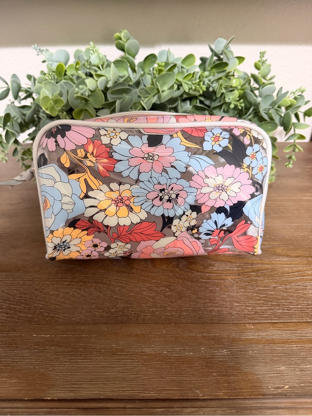 Vera Bradley Floral Vinyl Cosmetic Bag - Pink, Blue, Yellow, Coral